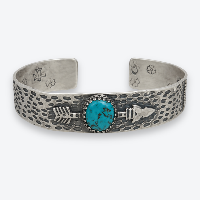 Margaret Sullivan Sterling Silver Turquoise Arrow Collector Cuff
