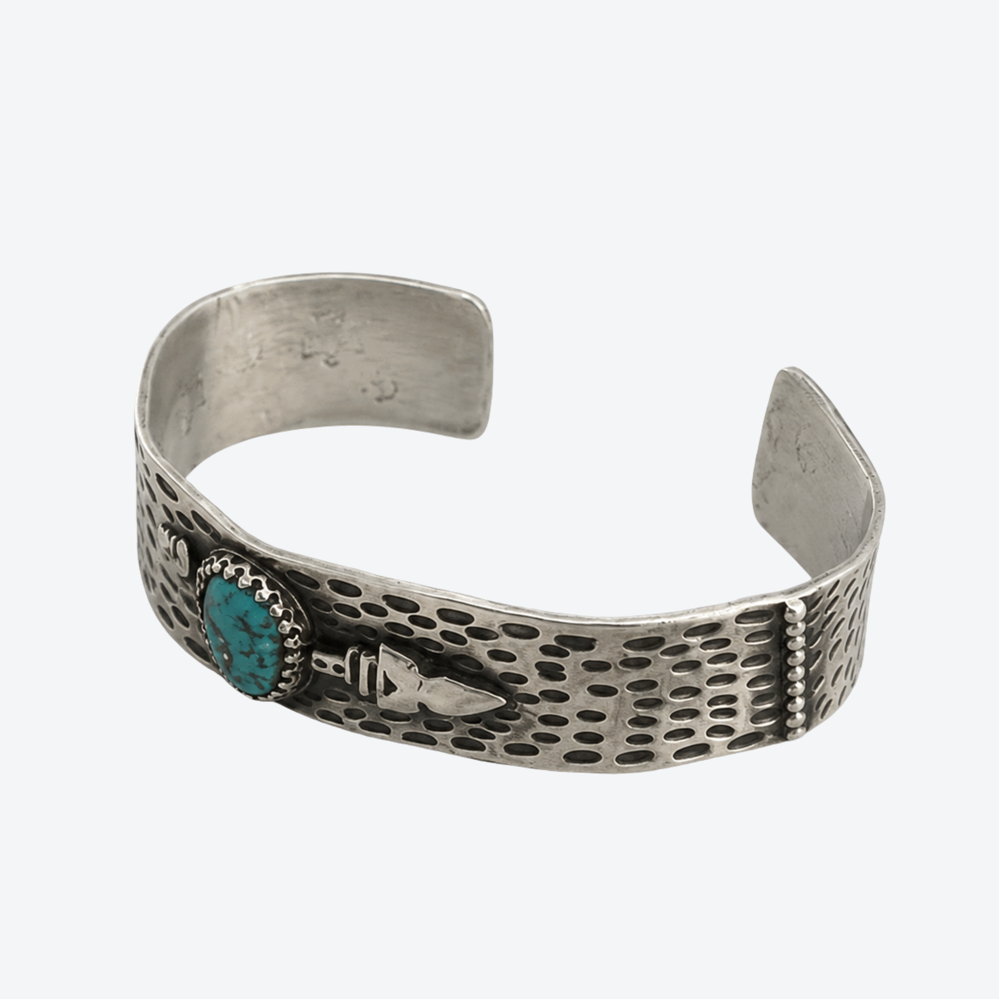 Margaret Sullivan Sterling Silver Turquoise Arrow Collector Cuff
