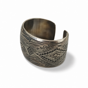 Michael Taho Sterling Silver Navajo Stamped Collector Cuff