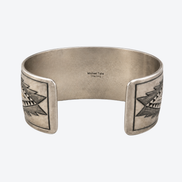 Michael Taho Sterling Silver Navajo Stamped Collector Cuff