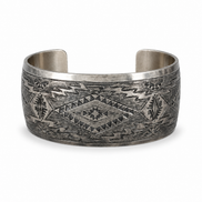 Michael Taho Sterling Silver Navajo Stamped Collector Cuff