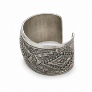 Michael Taho Sterling Silver Navajo Stamped Collector Cuff