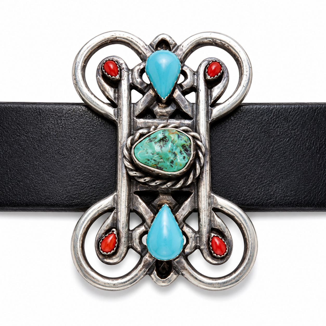 Barbarosa Turquoise Drop Filigree Concho Belt