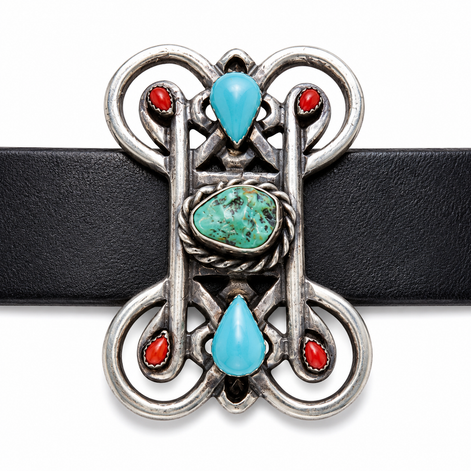 Barbarosa Turquoise Drop Filigree Concho Belt