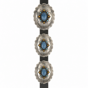 Oval Scallop Blue Onyx & Citrine Rose Concho Belt