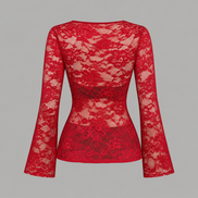 The Crimson Veil Lace Blouse
