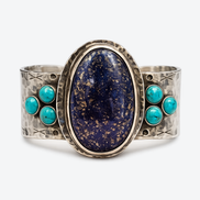 Richard Schmidt Sterling Silver Lapis & Turquoise Collector Cuff