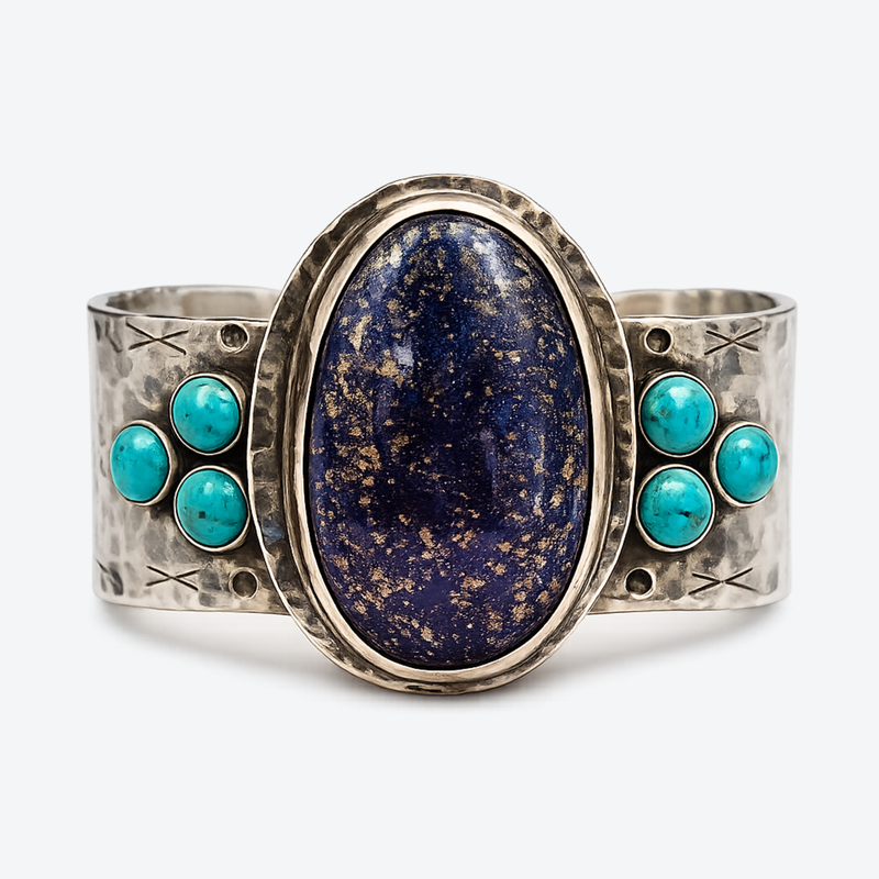 Richard Schmidt Sterling Silver Lapis & Turquoise Collector Cuff