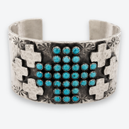Richard Schmidt Sterling Silver Turquoise Cross Cuff