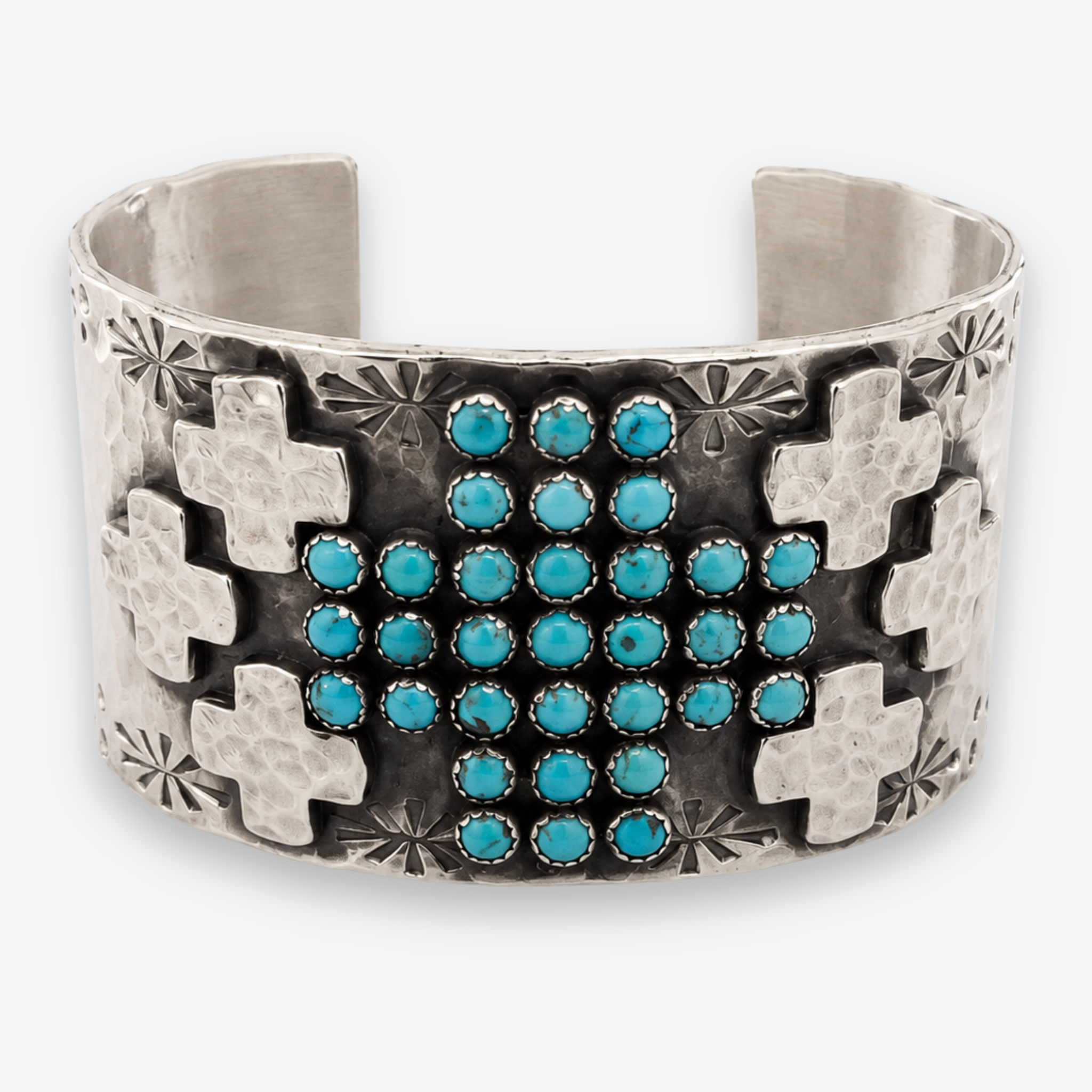 Richard Schmidt Sterling Silver Turquoise Cross Cuff