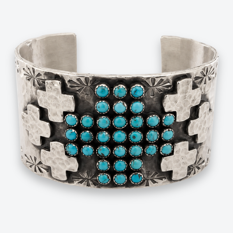 Richard Schmidt Sterling Silver Turquoise Cross Cuff