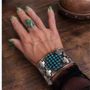 Richard Schmidt Sterling Silver Turquoise Cross Cuff