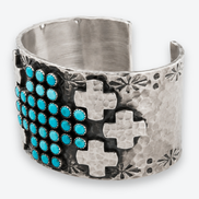Richard Schmidt Sterling Silver Turquoise Cross Cuff