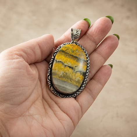 Sterling Silver Bumble Bee Jasper Collector Pendant