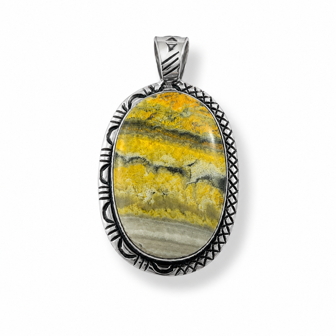 Sterling Silver Bumble Bee Jasper Collector Pendant