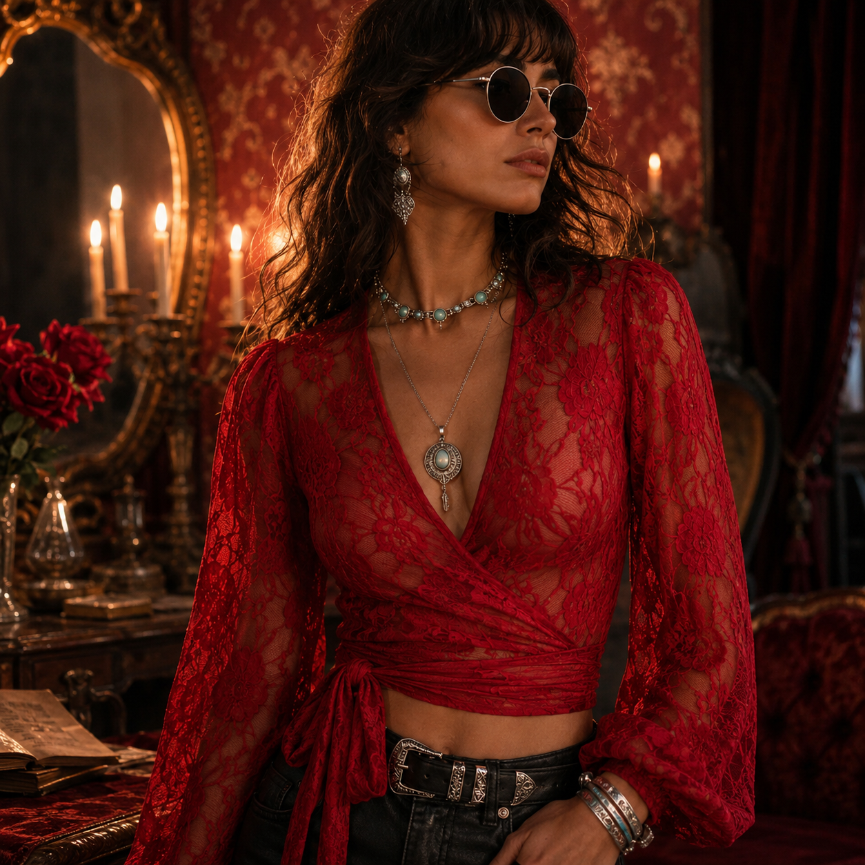 The Crimson Rose Wrap Blouse