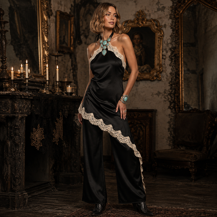 The Gilded Iris Satin Jumpsuit