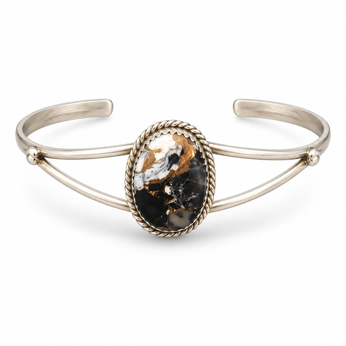 The Midnight Mesa Sterling Silver Stone Cuff