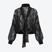The Midnight Veil Lace Tie Blouse