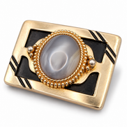 The Silver Veil Gray Agate Statement Belt Buckle