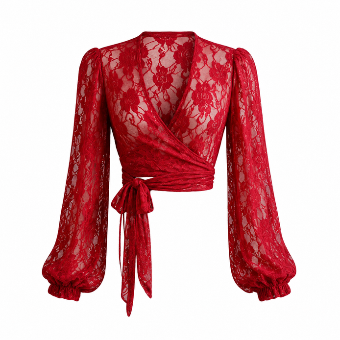 The Crimson Rose Wrap Blouse