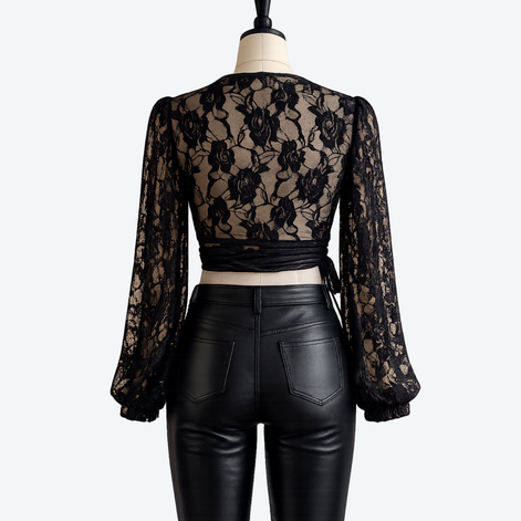 The Midnight Rose Wrap Blouse