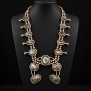 The Desert Sovereign – Turquoise Squash Blossom Statement Necklace