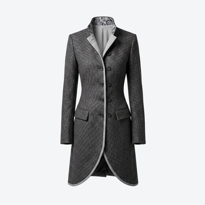 The Isabella Military Coat in Charcoal wool by Iron & Iris