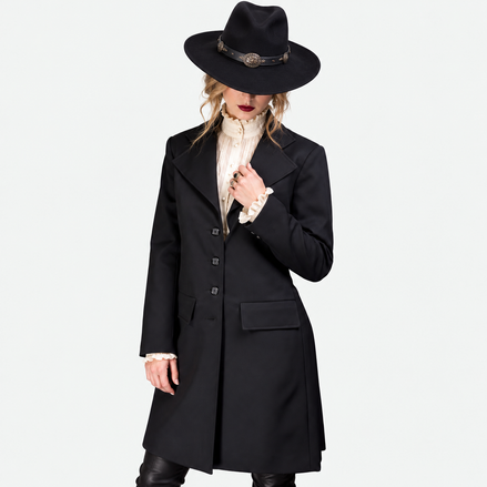 Women's Black Gabardine Tailored Frock Coat