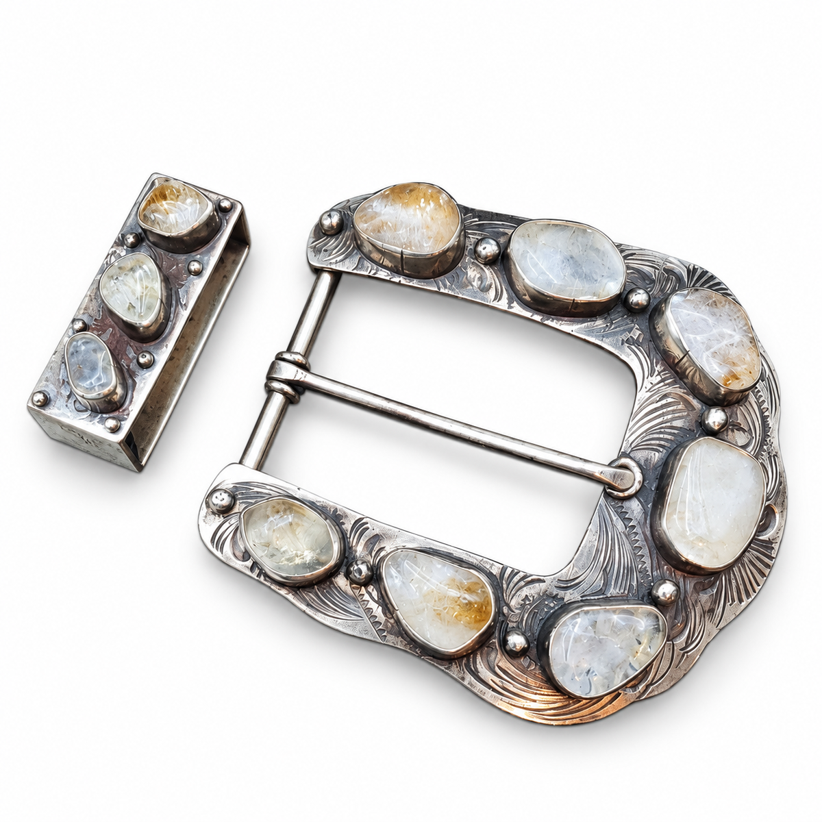 Barbosa Multi-Stone Citrine Western Belt Buckle & Keeper Set