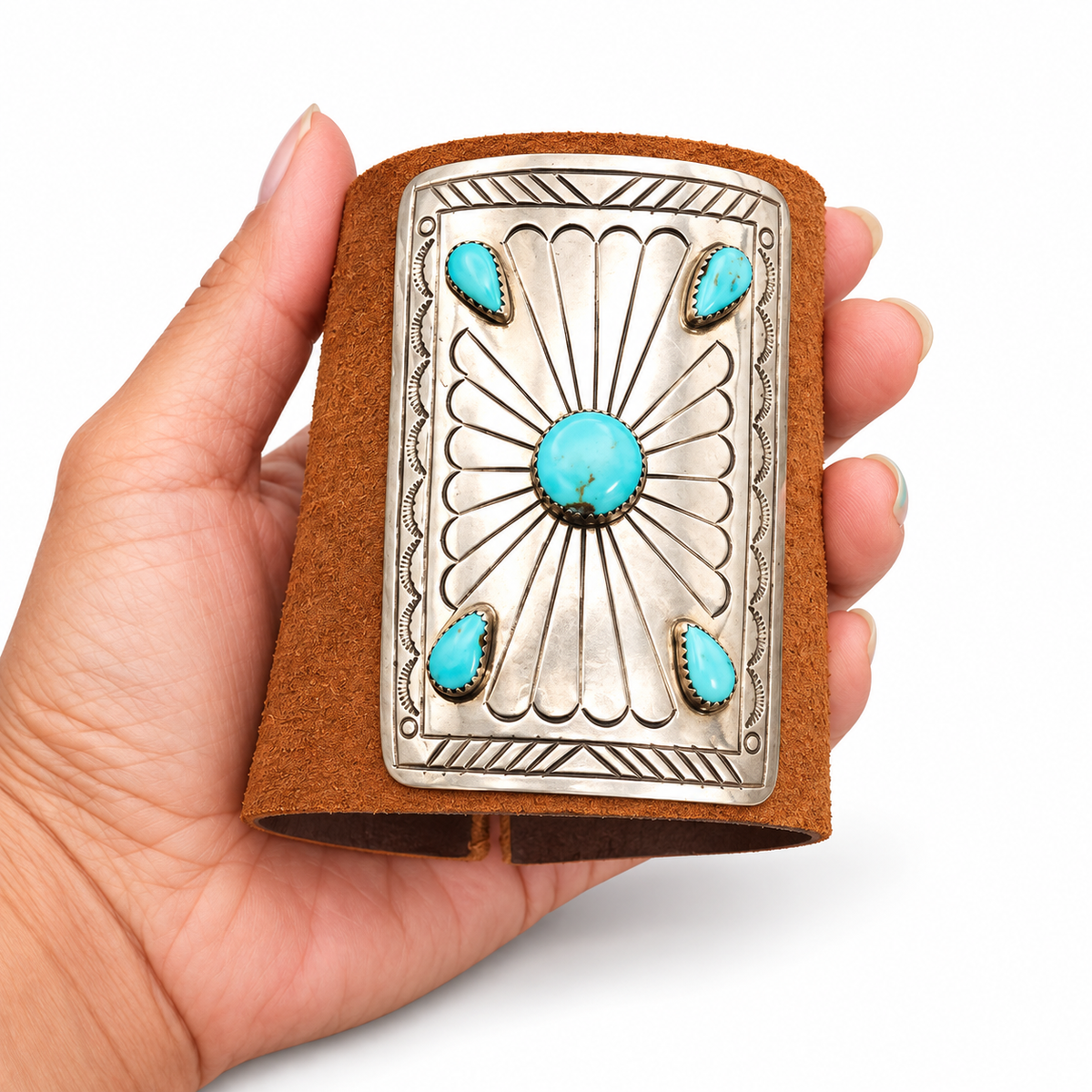 Vintage Turquoise Ketoh Bowguard Leather Cuff