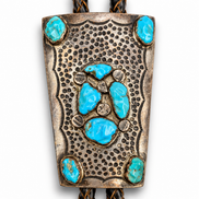 Vintage Turquoise Cluster Sterling Silver Bolo Tie