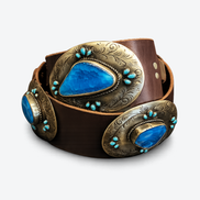 Azure Agate Concho Belt with Double Buckle