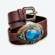 Azure Agate Concho Belt with Double Buckle