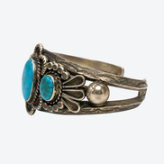 Vintage Three-Stone Turquoise Sterling Silver Collector Cuff