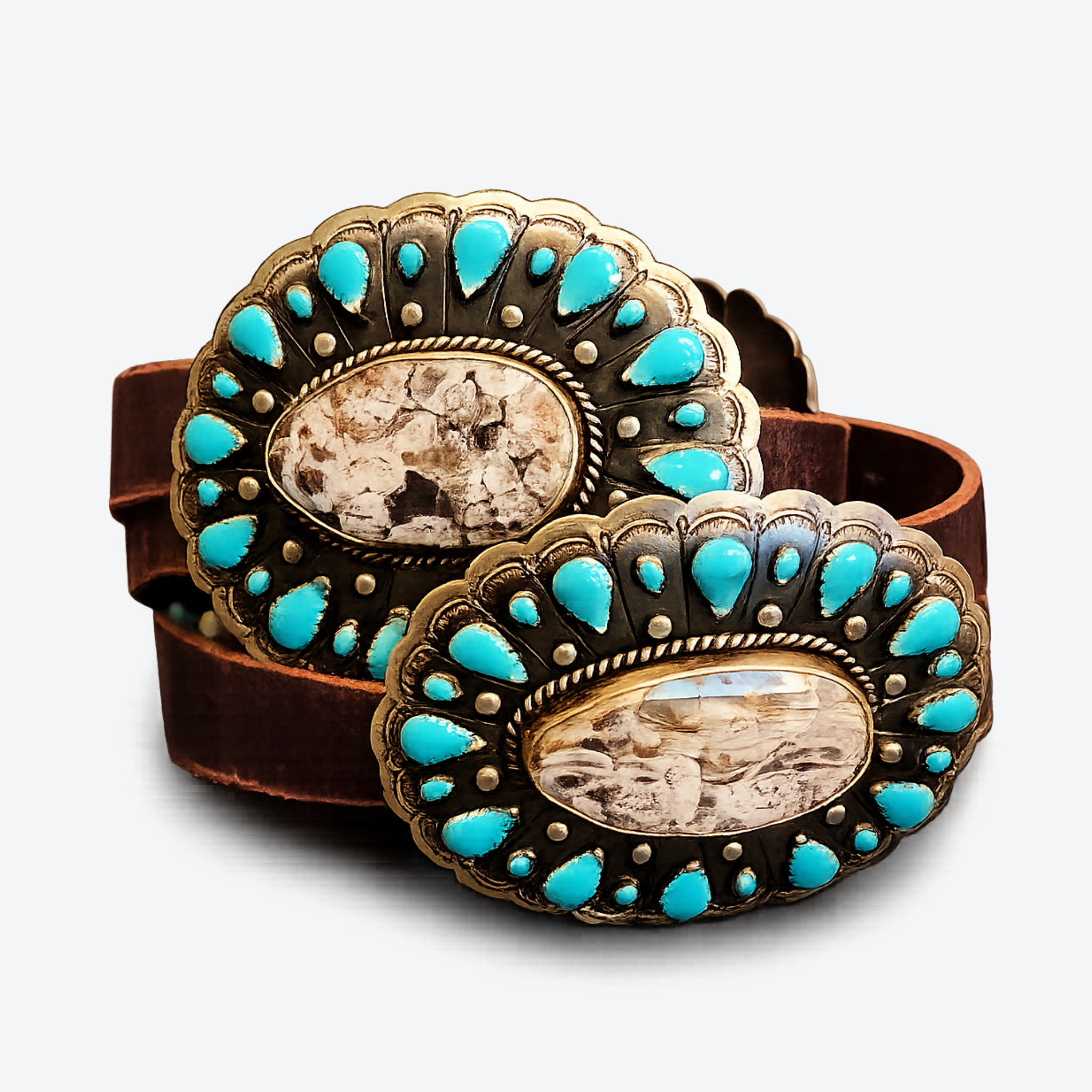 White Volcano Agate Concho Belt