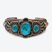Vintage Three-Stone Turquoise Sterling Silver Collector Cuff