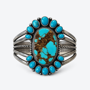 Paul Livingston Sterling Silver Turquoise Collector Cuff