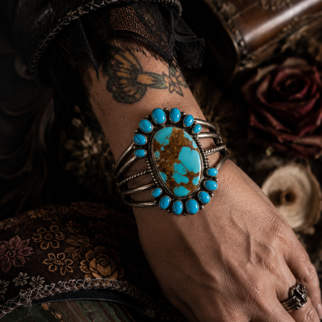 Paul Livingston Sterling Silver Turquoise Collector Cuff