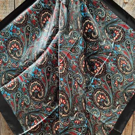 35x35" Black Floral Wild Rag Scarf