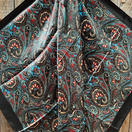35x35" Black Floral Wild Rag Scarf