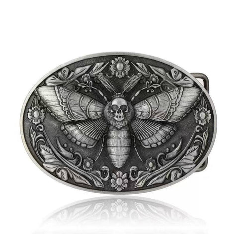 Antique Silver Oval Mothman Belt Buckle
