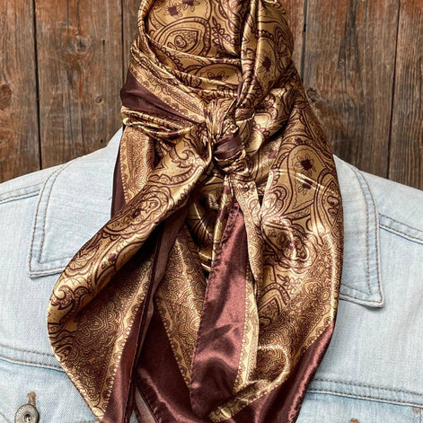 35x35" Earth Tones Paisley Wild Rag Scarf