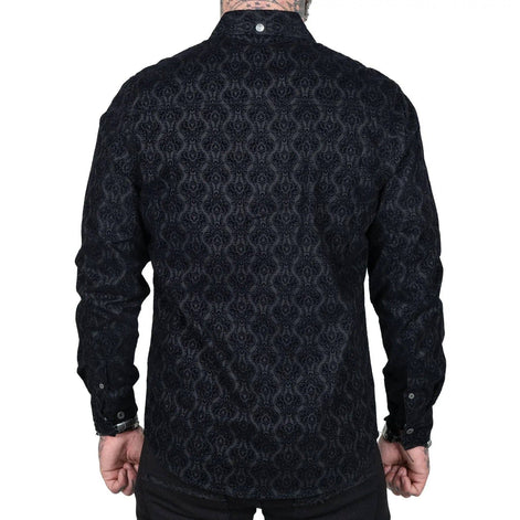 Wornstar Amaryllis Black Flocked Men's Shirt