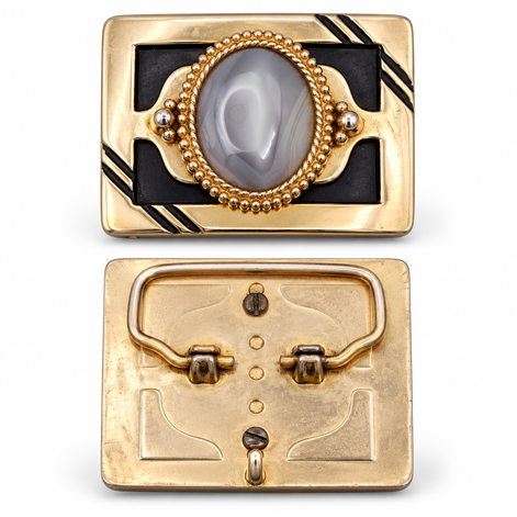 The Silver Veil Gray Agate Statement Belt Buckle