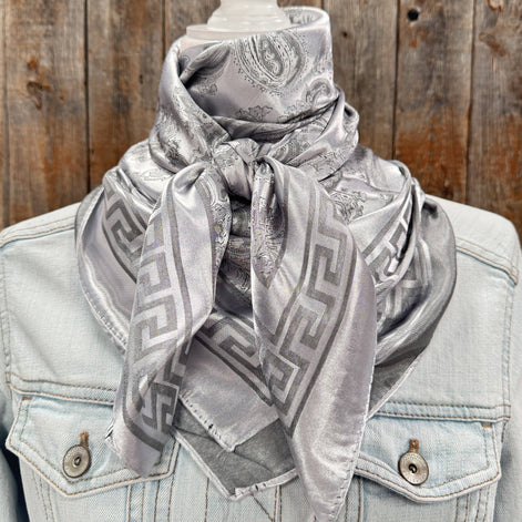 35x35" Silver Jacquard Wild Rag Scarf