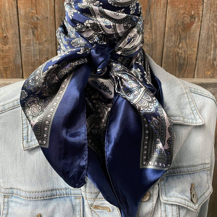 35x35" Blue Paisley Wild Rag Scarf