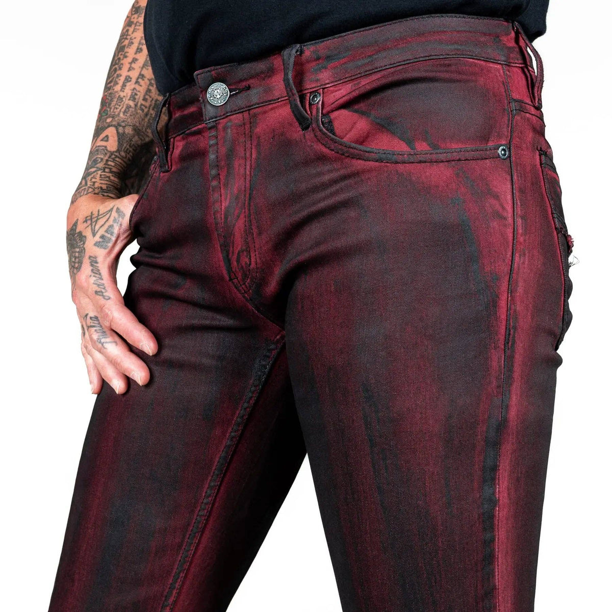 Wornstar Hellraiser Coated Jeans – Crimson