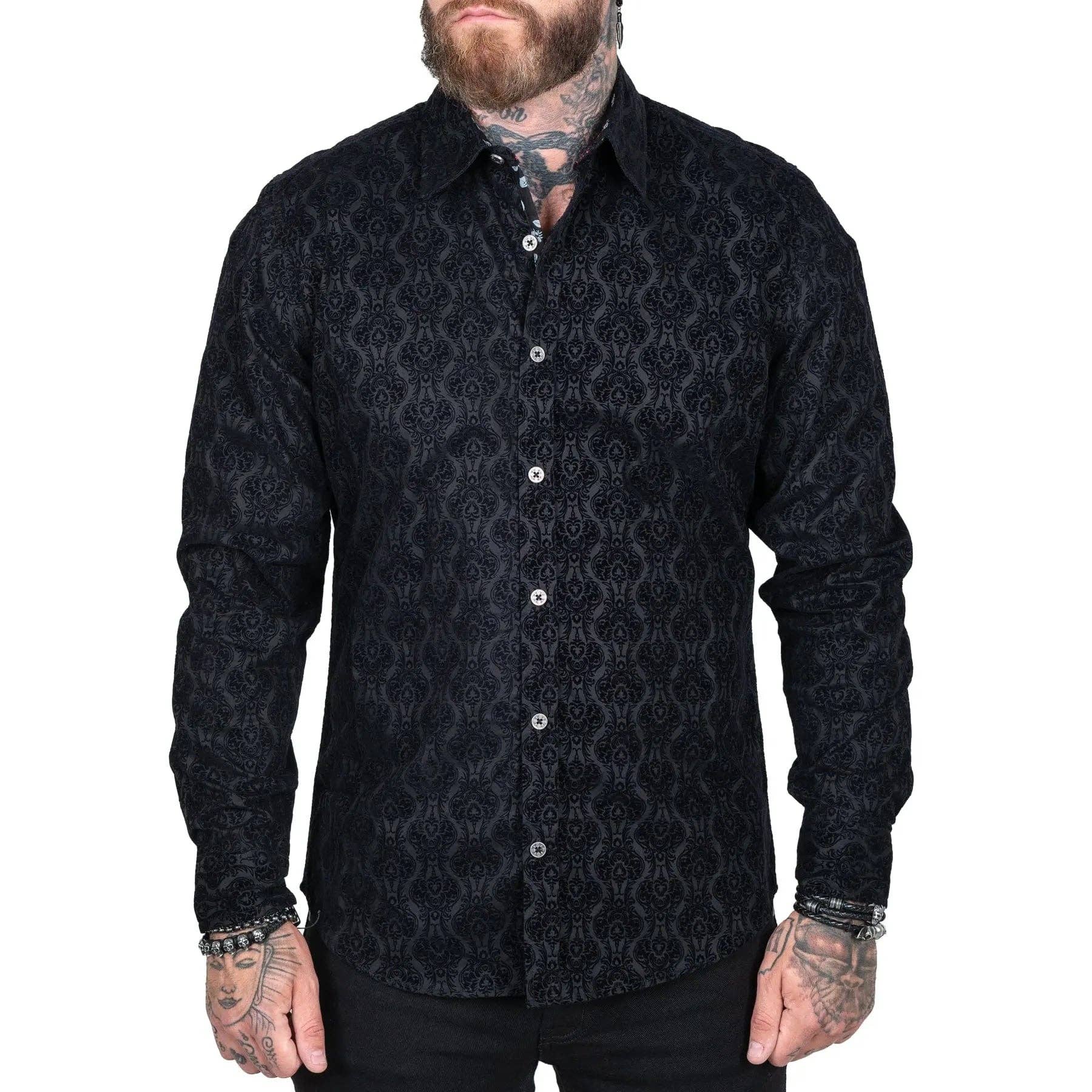 Wornstar Amaryllis Black Flocked Men's Shirt