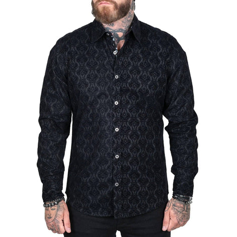 Wornstar Amaryllis Black Flocked Men's Shirt